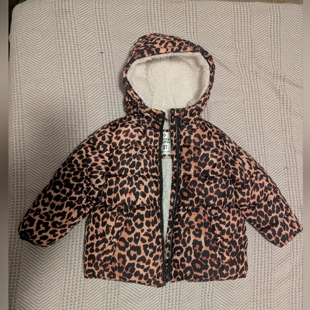 Leopard Print Kids Puffer Jacket